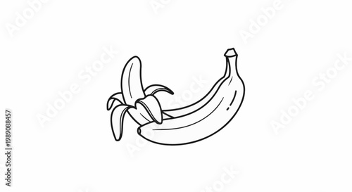 A simple line drawing of two bananas, one partially peeled, on a white background
