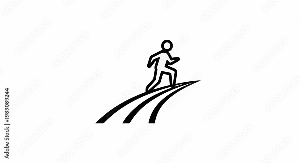 Obraz premium A stylized figure of a person running on a path with three converging lines
