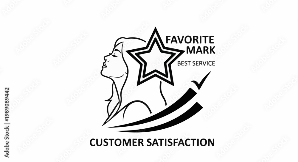 Obraz premium A stylized icon of a woman with a star representing customer satisfaction
