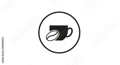 Simple coffee cup icon with bean.