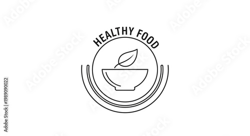 Healthy food bowl icon with leaf.