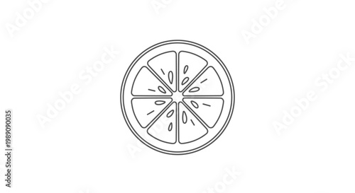 A simple line drawing of a sliced orange.