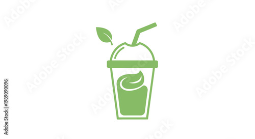 A green smoothie cup icon with straw.