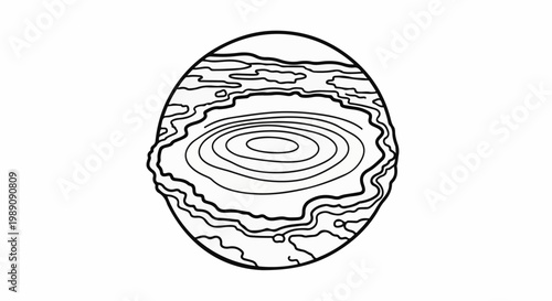 Abstract circular pattern with concentric rings and wavy outer lines