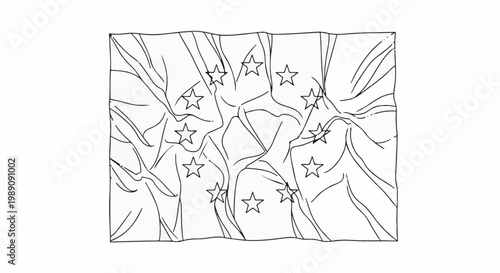 Abstract design of fabric folds with scattered stars
