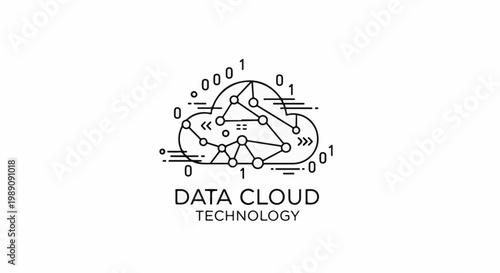 Abstract digital cloud network with binary code symbols