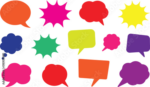 Colorful Speech Bubble Collection – Comic Style Chat Icons vector illustration  Set
