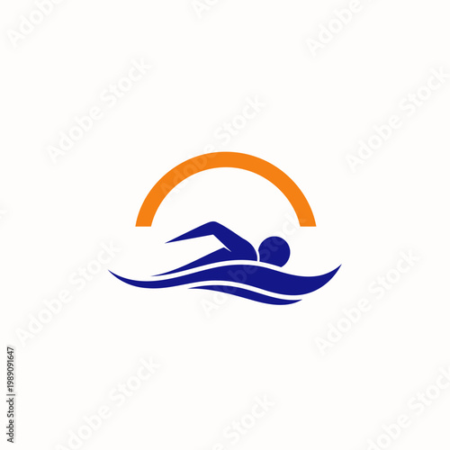 Simple Swimming Pool Silhouette Sea Ocean Wave Logo design inspiration.