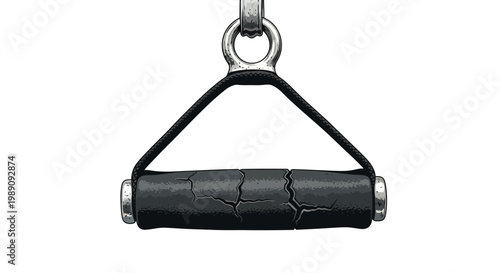 Close-up of a gym cable machine handle with worn grip