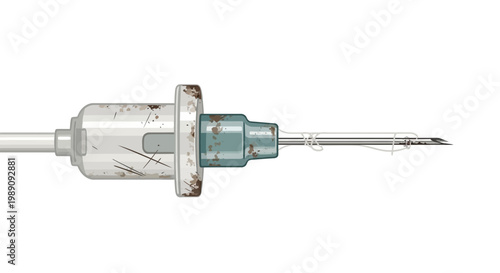 Close-up of a medical syringe needle with a white background
