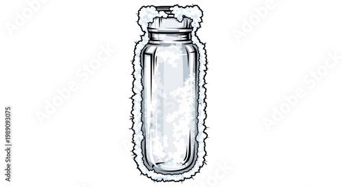 Frozen Glass Jar with Snow Outline