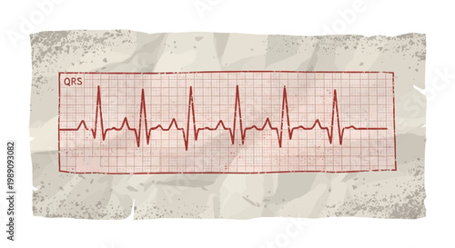 Electrocardiogram heart rhythm on paper