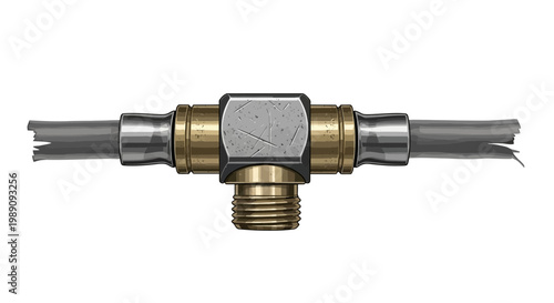 Plumbing Tee Connector with Metal Pipes