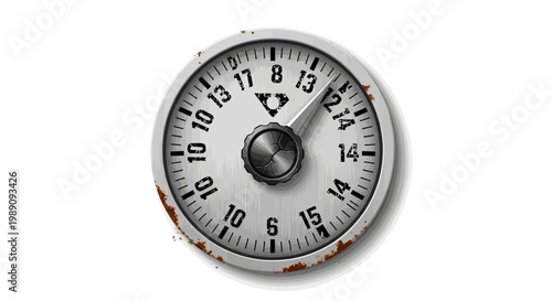 Vintage Combination Lock Dial with Time Marking