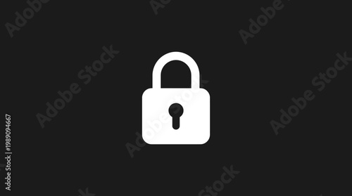 A white lock icon on a black background represents security and protection.