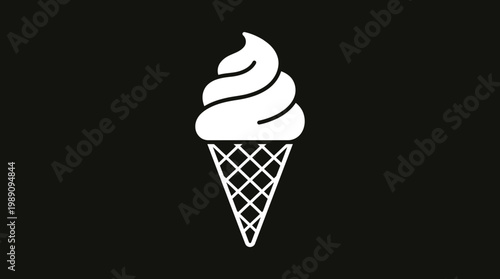 An ice cream cone with a swirl of creamy white ice cream on top.