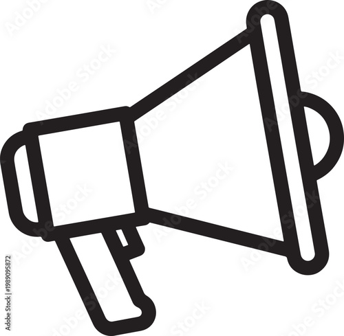 Simple line drawing of a loudspeaker or bullhorn  announcing tool