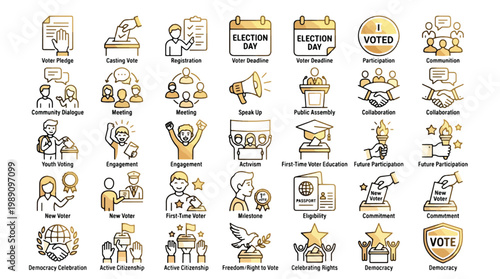 civic engagement and participation encouragement icon set gradient 