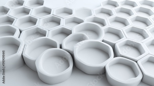 Abstract white hexagonal pattern design background for technology and science