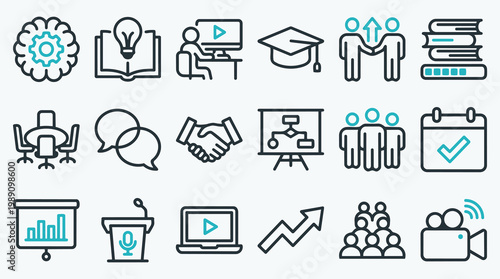Professional Training and Corporate Development Icon Collection