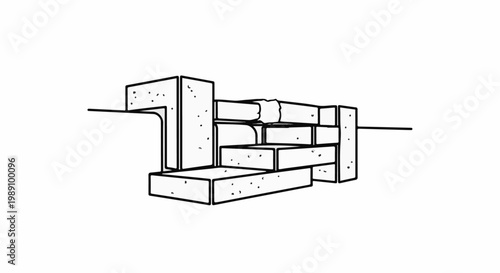 Abstract line drawing of concrete blocks forming a wall segment