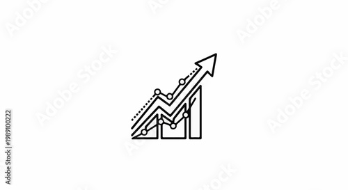 Abstract line graph depicting upward trend with dots and arrow