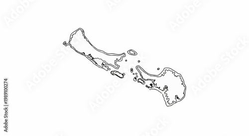 Abstract outline of a chain of islands and smaller islets