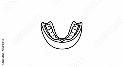 Black and white line drawing of a mouthguard