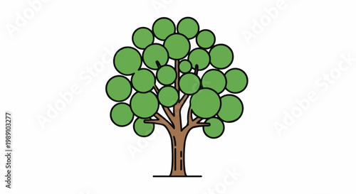 Cartoon tree with a brown trunk and green circular foliage