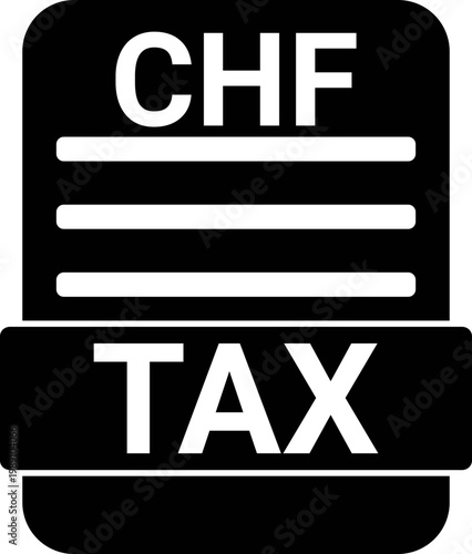 Minimalist CHF tax document icon, financial symbol for accounting, Swiss taxation, money obligations
