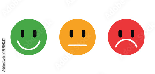 Happy sad emoji series, happy, sad, average, red emoji, yellow emoji face expressions, emotions feedback set, clean vector illustration