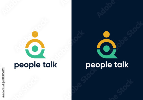 Chat design logo, people talking, family together, human unity, chat bubble logo vector icon with human combination in colorful	