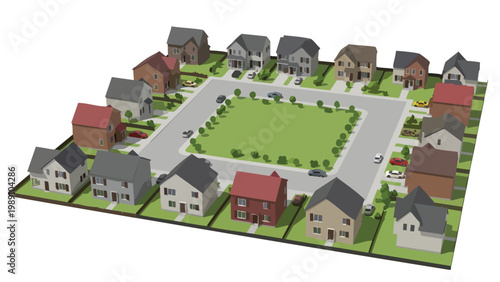 Suburban Neighborhood Real Estate Development Housing Community Aerial View