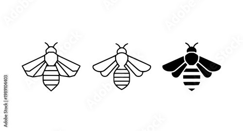 Bee icon set abstract honey bee vector pictogram collection insect symbol flat design isolated on white