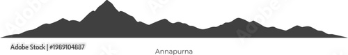 Annapurna mountain skyline vector, wide minimal horizon silhouette, clean alpine range strip