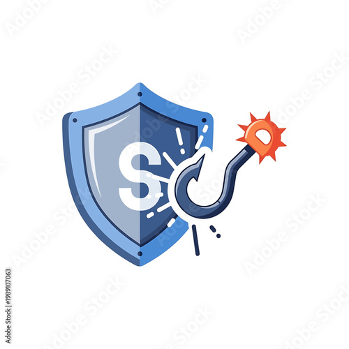 Security shield with antivirus software.