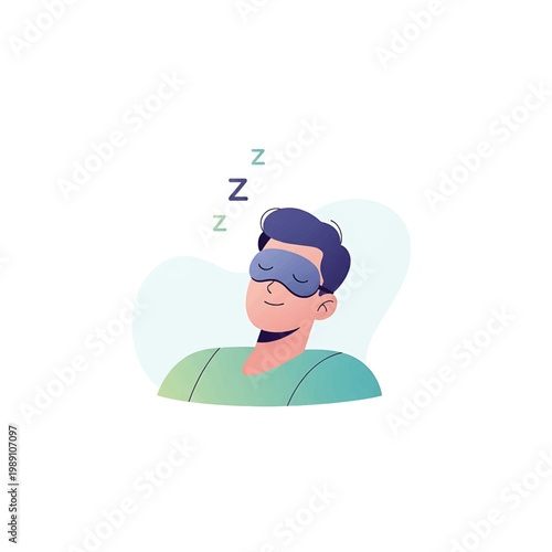 Man Wearing Sleep Mask Asleep.