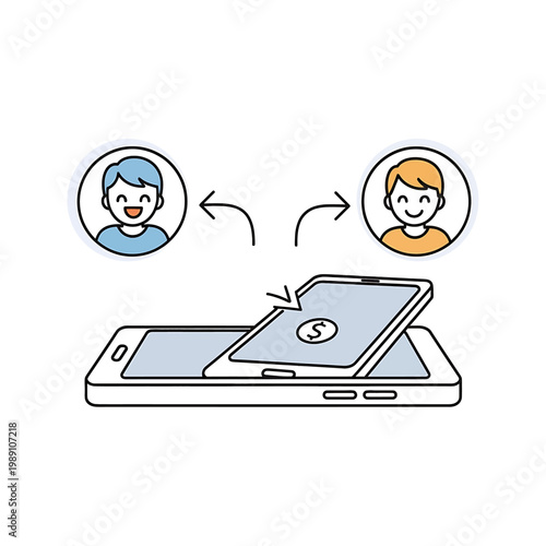 People sending money via smartphone.