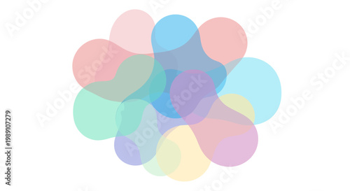 Colorful pastel balloons floating together.