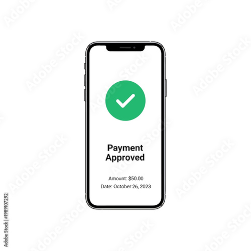 Payment approved on mobile phone screen.