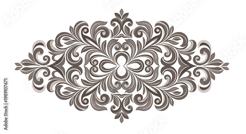 Intricate Metallic Ornate Decorative Design Element.