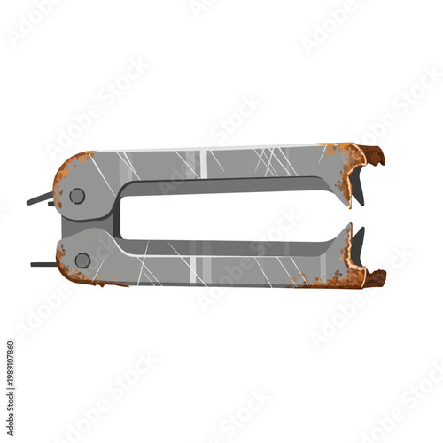 Old Rusty Staple Remover Tool Isolated on White Background