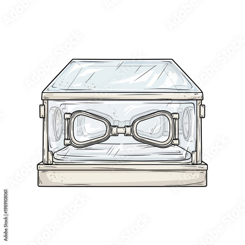 Vintage Aviator Goggles in Display Case