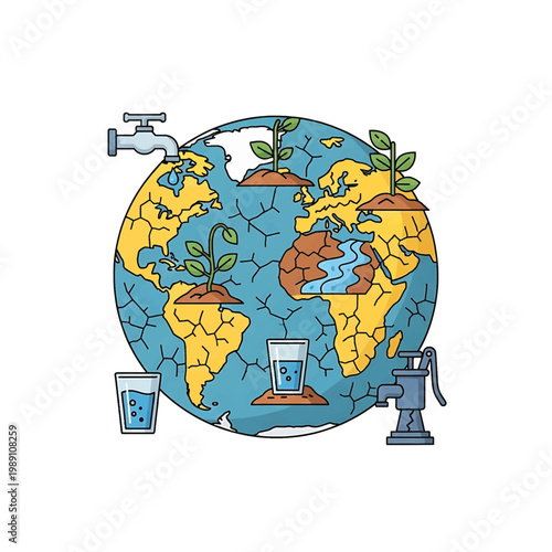 Earth with water and green plants.