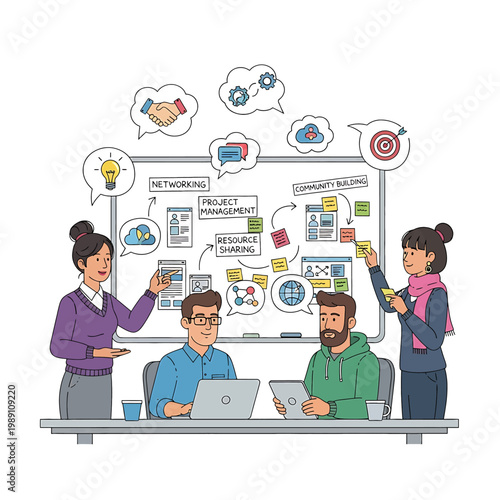 Business people working on project plan 1.