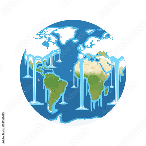 Earth Globe Melting Ice Caps Global.