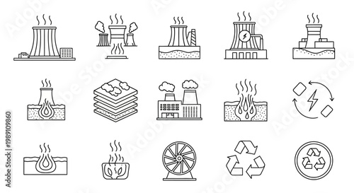 Conceptual illustration of stratified earth layers with vapor rising from an internal heat source, depicting geological processes or environmental phenomena