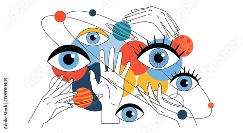 Collection of stylized human eyes.