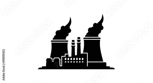 Industrial power plant with smoking chimneys, symbolizing energy production and environmental concerns in a modern world