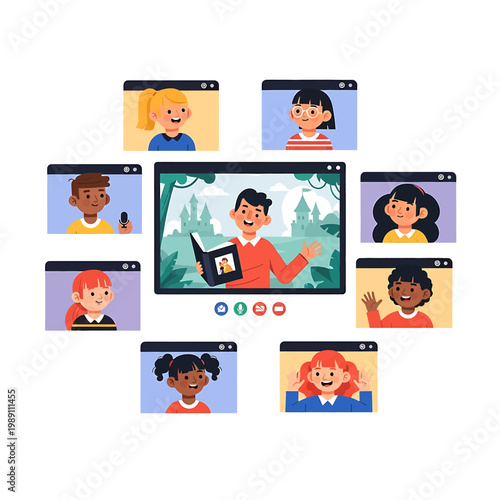 Diverse group of people video conferencing.